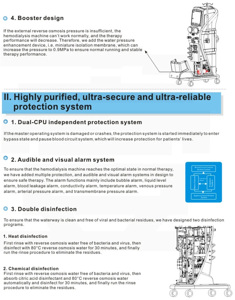 My-O002A Medical Therapy Equipment Hospital Dialysis Kit Dual Pump Kidney Hemodialysis Machine