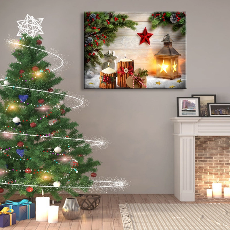 Directa de Fábrica de alta calidad LED decorativa personalizada pintura Lienzo de Navidad