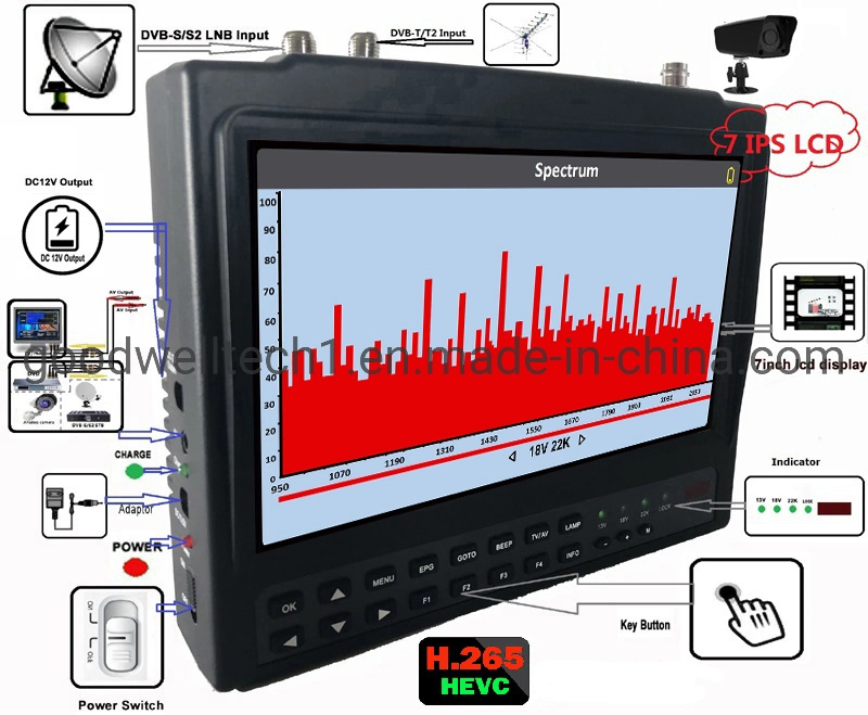 Factory Direct Supply 7 " LCD Display Satellite Finder DVB-S/S2 Digital Sat Finder 718st+