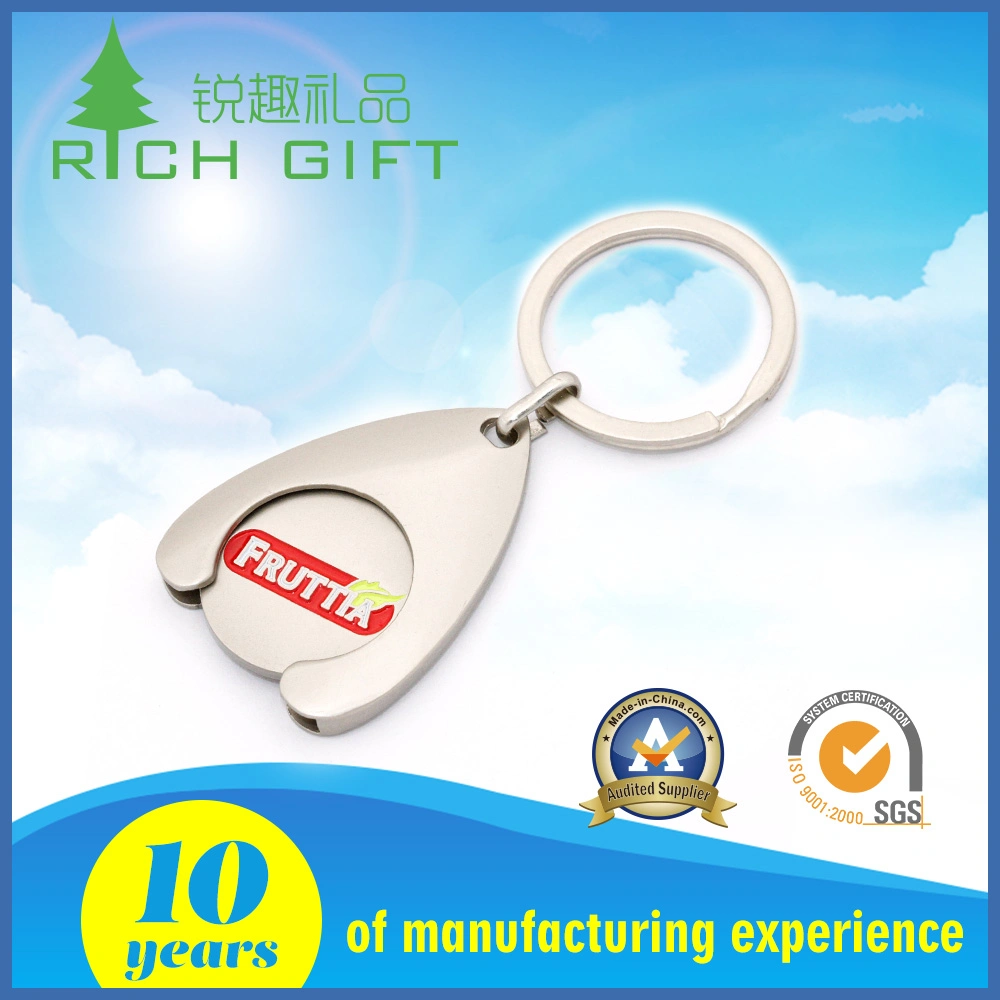 Custom Promotional Metal Iron Trolley Token Coin Holder Keyring with Logo No Minimum