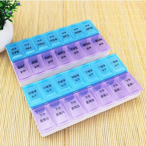 Eco-friendly Pill Organizer Rectangular 28 Grid Capacity Medicine Box Storage Pills Cases Container Pill Box Monthly