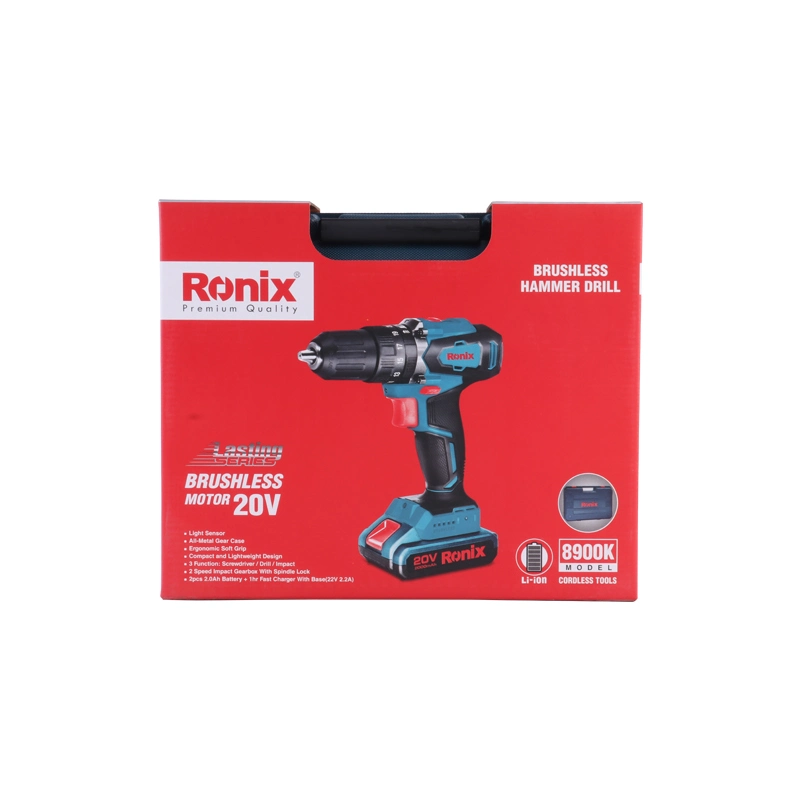 Ronix 8900/8900K Outils à main électriques perceuse à percussion sans fil brushless Kit d'outils combinés avec batterie au lithium