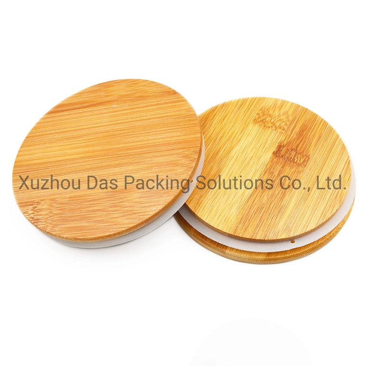 All Sizes Wooden Lid Straight Sided Round Borosilicate Glass Food Storage Spice Jar for Sugar Cookies Candy Spaghetti