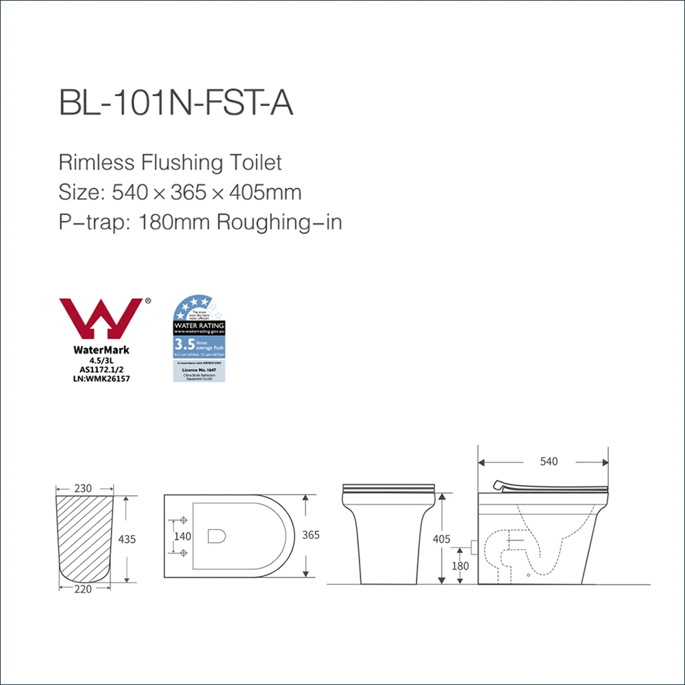 La Pared completa frente Wc wc con certificado de marca de agua, Aparatos Sanitarios de Cerámica de cuarto de baño WC