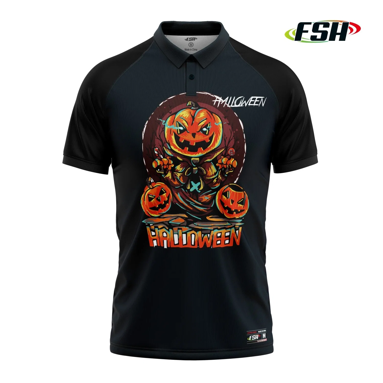 New Design Embroidered Print Halloween Breathable High quality/High cost performance  Short Sleeve Polo Shirt