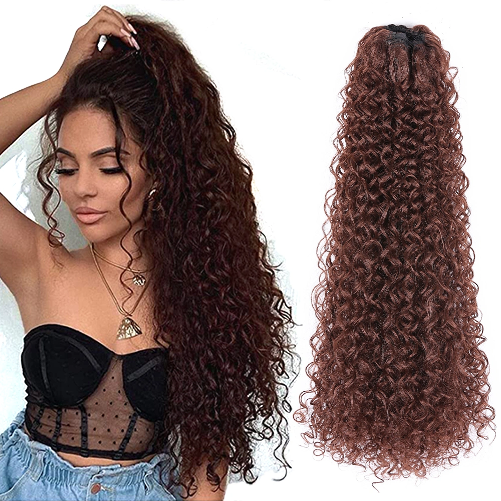 19" 100 G Adjustable Strap Drawstring Curly Long Synthetic Hair Easy to Install Ponytail