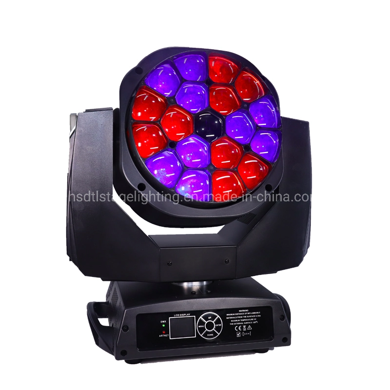 K10 19PCS 15W Bee Eye Event Disco Nightclub Wash Zoom Beam LED Moving Head Stage Light