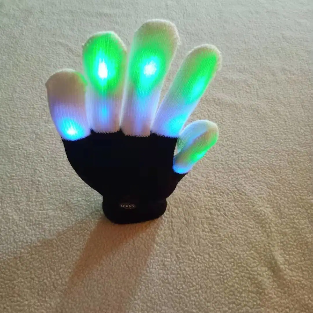 Custom Fashion Winter Warmer Thick Decorate Knitted Acrylic Gloves with LED Lights