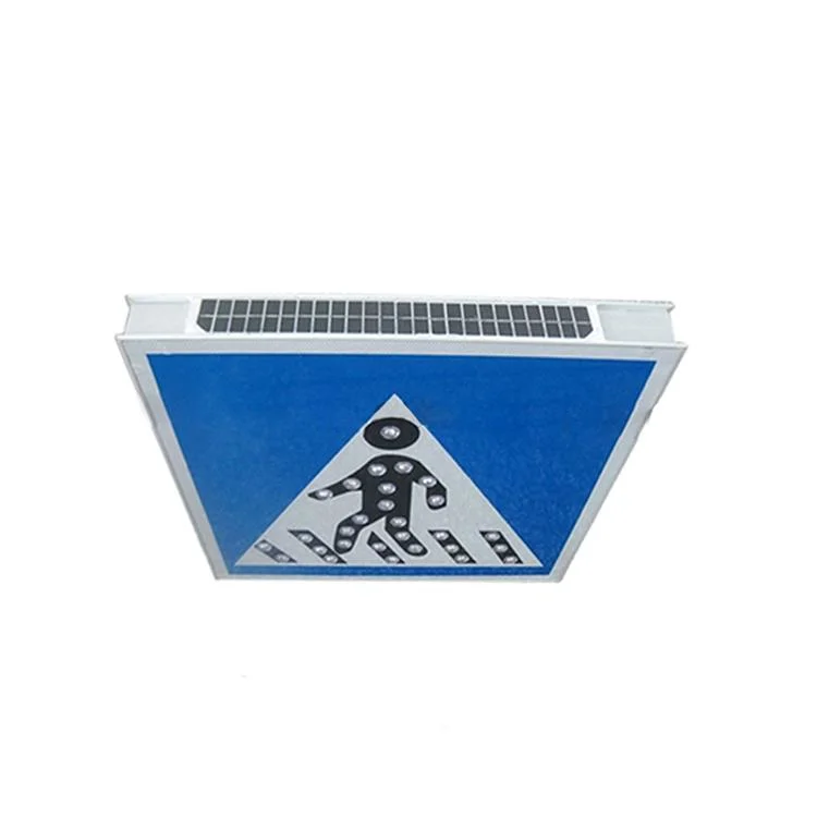 LED Flashing Traffic Lamp Sign Solar Power Crossing Pedestrian Sign