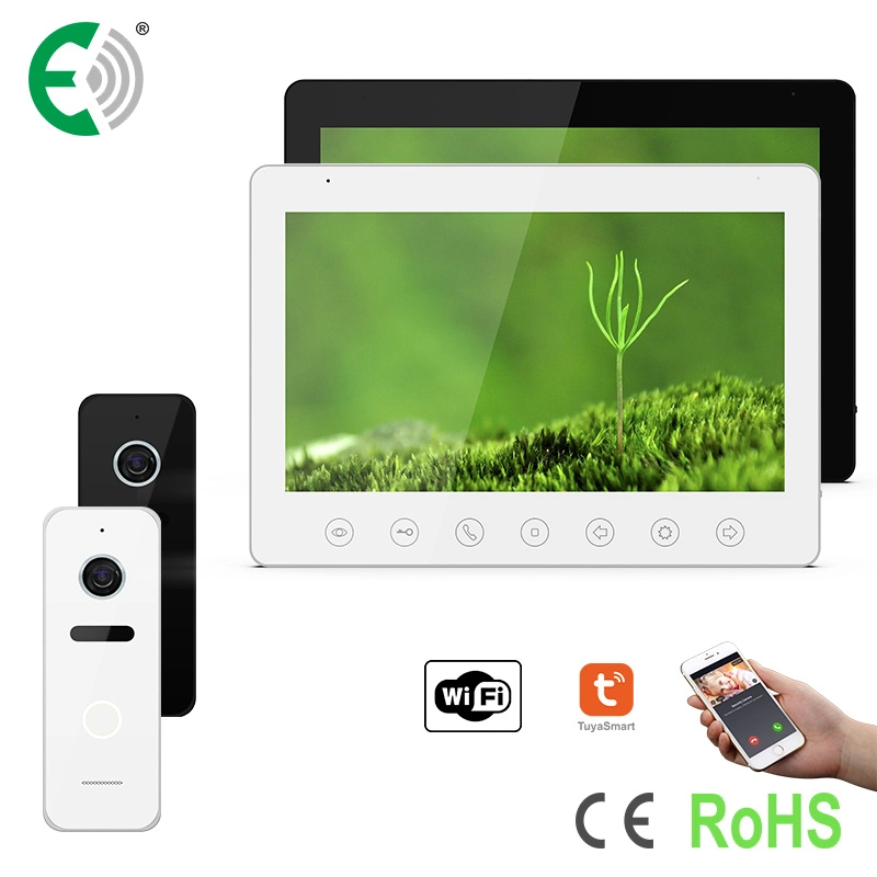 4-Wire WiFi 1080P 10.1"Home Security Video Doorphone with Touch Buttons