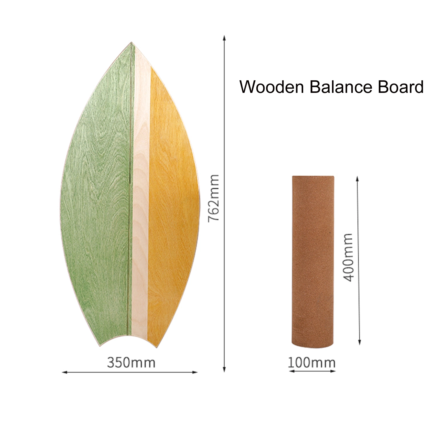 Balance Board for Sup Training with Cork Roller Indoor and Outdoor Use