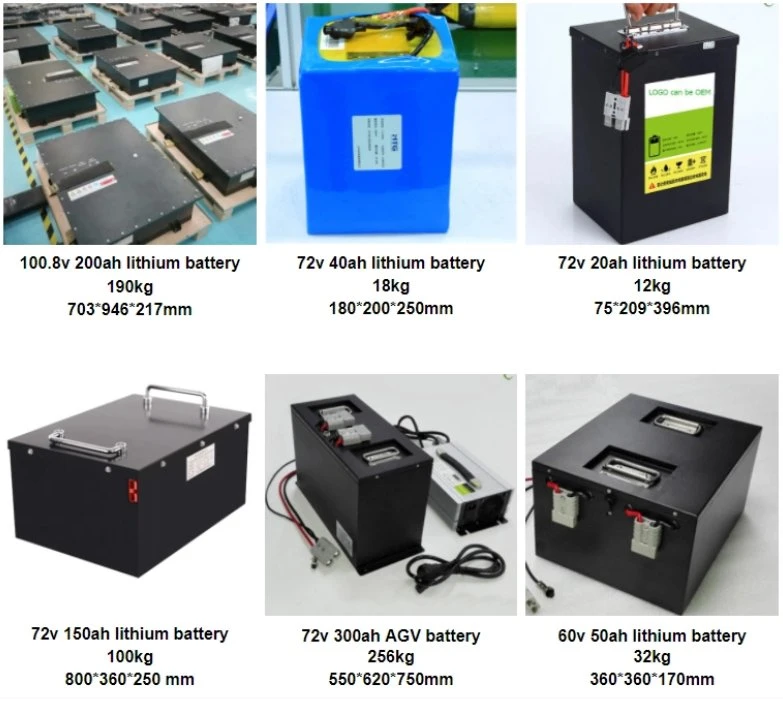 7,4V 12V 24V 36V 48V 60V 72V 110V Nmc/ LiFePO4 10A 20ah 30ah 40ah 60ah 80ah 90ah 100ah 115ah 280ah Akku Batterie Lithium pour Agv/E-Bike/Tondeuse à gazon/Solaire/Chariot élévateur