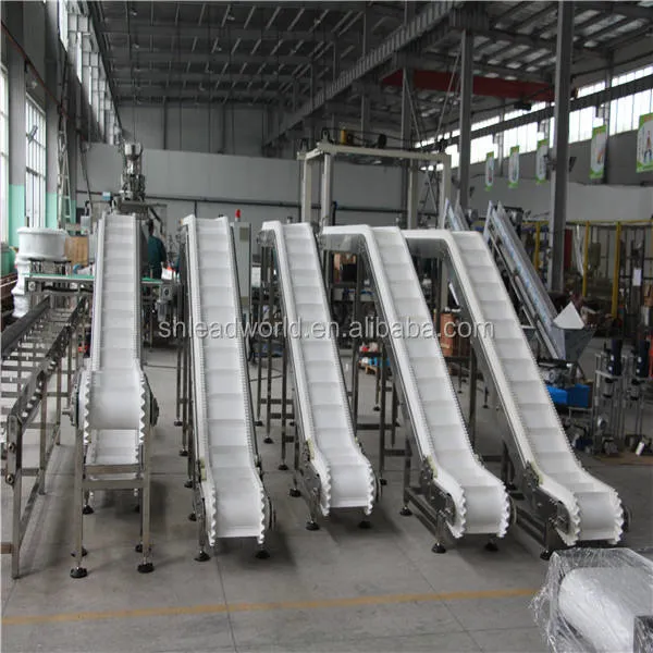 Leadworld Custom Food Industry Vertical Vegetable Fruit Incline Flat PVC White Conveyor Belt System