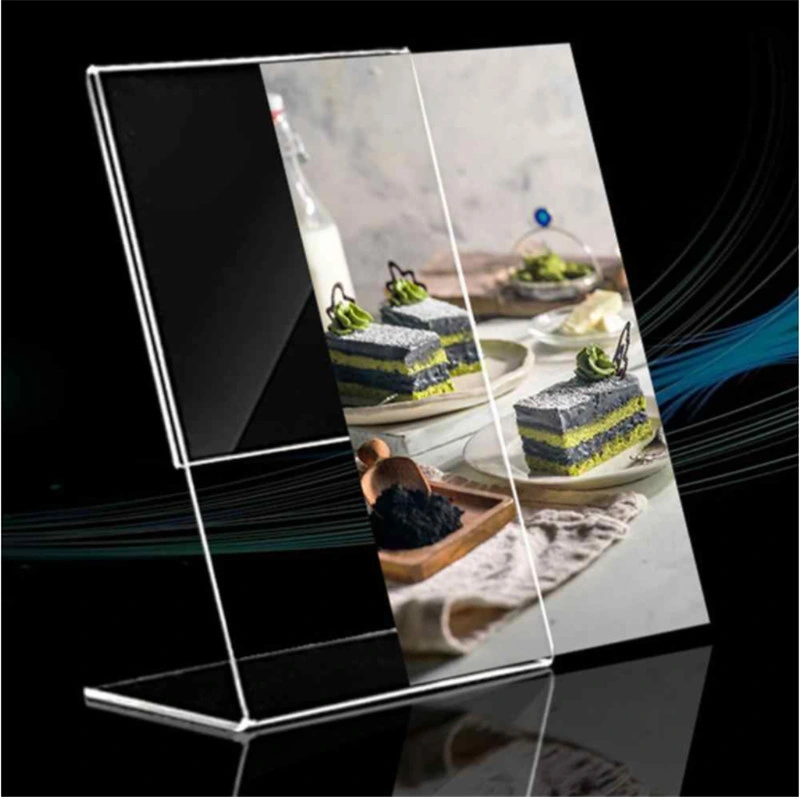 Black and Transparent A6 L-Slanted Table Plastic Price Label Poster Paper display Stand