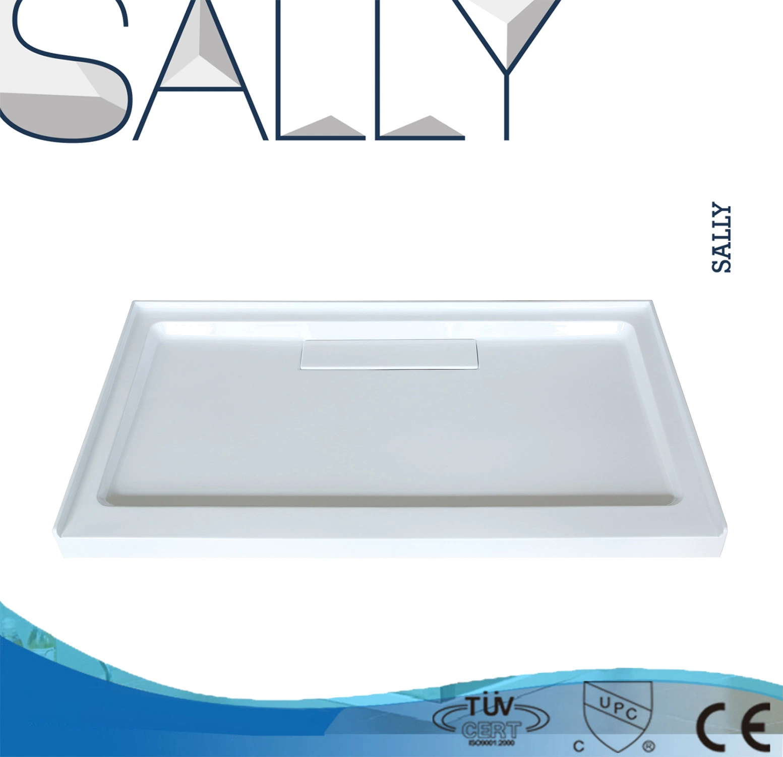 Sally Cupc Quadrant Acrylic Shower Base with Glass Fiber Reinforcement Solid Surface Shower Tray