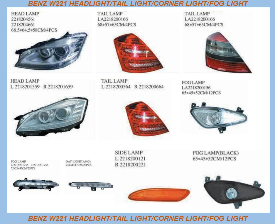 Benz 205 Angel Eye/LED Headlight /Tail Light/Corner Light/Fog Light	2059067303 L 2059067403 R2059060357L2059060457/R0999067101/0999067201/L 2059064503/R20590646