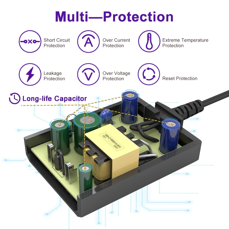 Adaptador de alimentação de 5 V 1A 5 V 2 a 12 V 1 de carroçaria pequena UL FCC GS CE Kc KCC PSE SAA C-Tick Power Amostras livres do adaptador de fornecimento