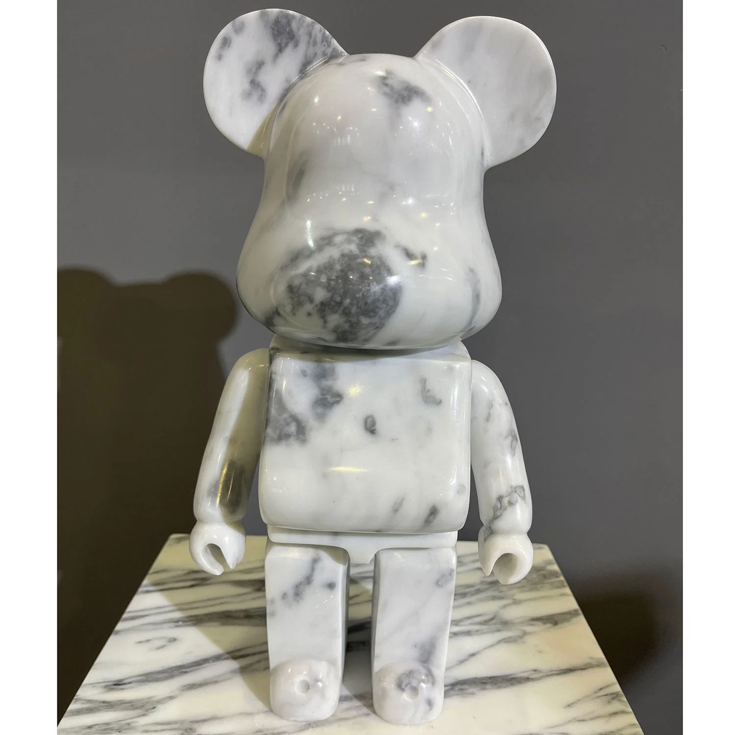 Modern Natural Marble Stone Carved Fashion Home Decor Panda Grey Bear Sculptures Marble Bearbrick Statue