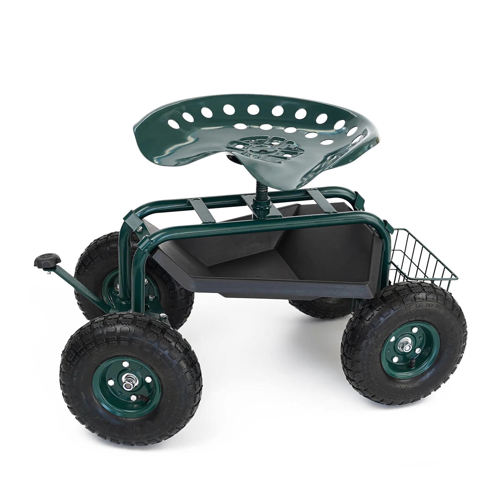 4-Wheel Steel Rolling Garden Cart Work Seat