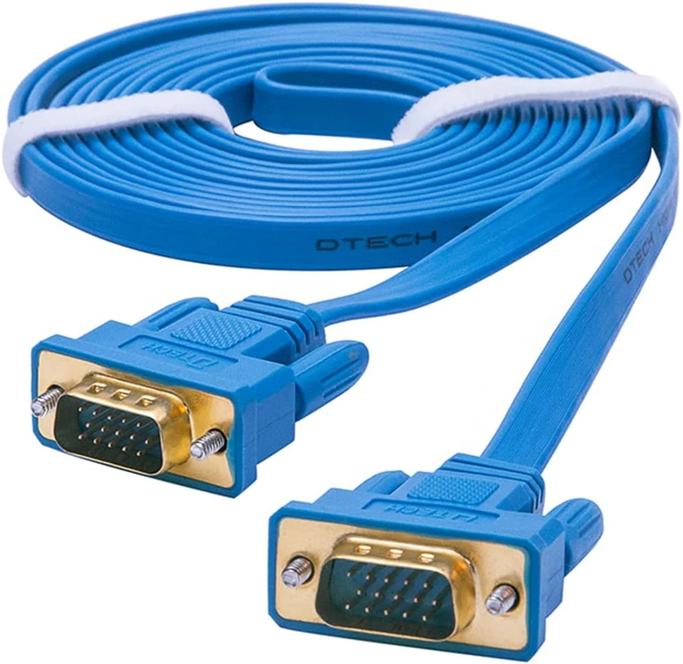 Ultra delgado monitor de ordenador plana de 15 pies de Cable VGA Macho a macho conector Cable - azul - 5m