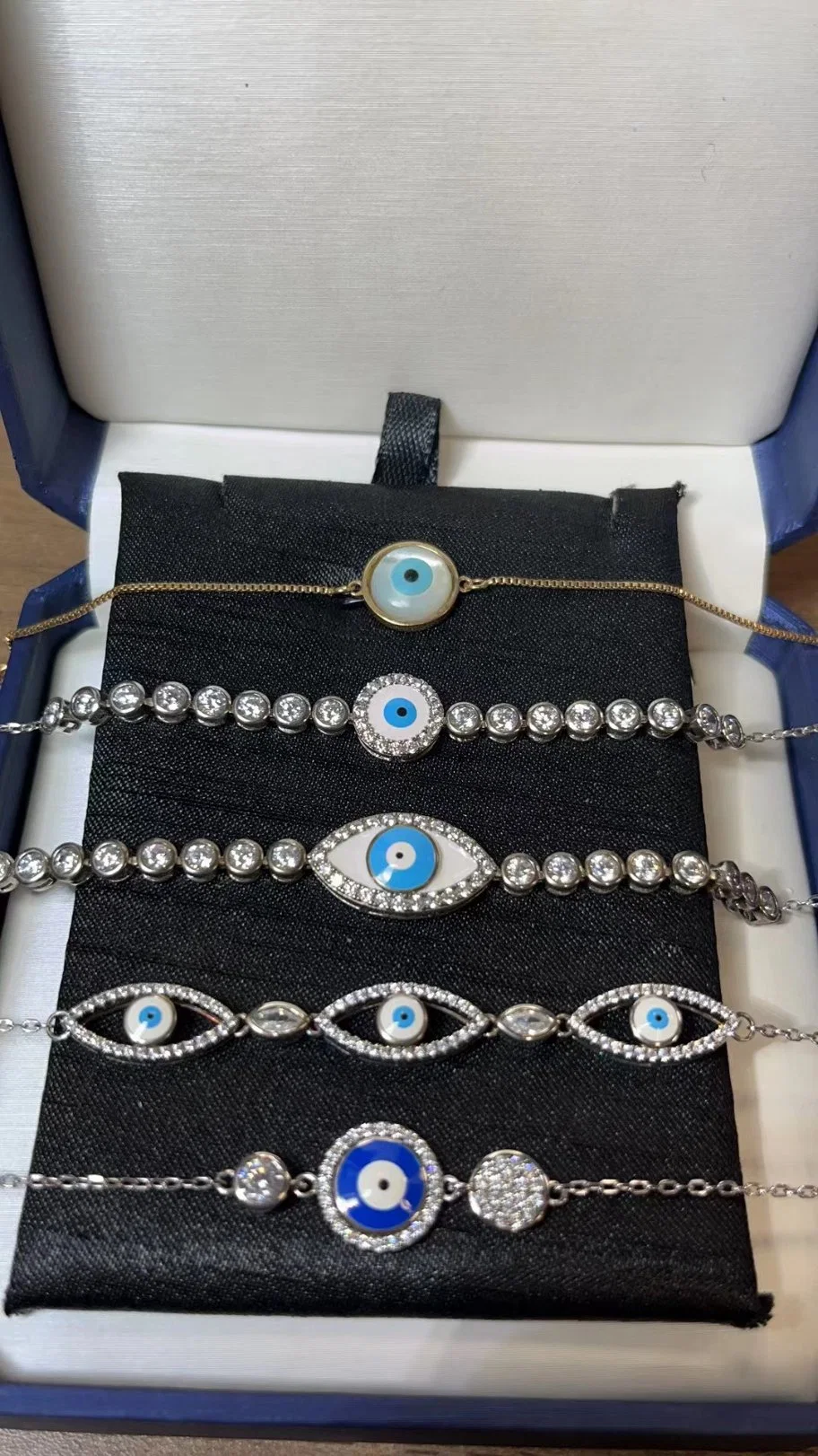 فضية الشر Eye Bracelet HAMSA اليدوية كرة المضرب Pulsera Bracelet فضة المجوهرات