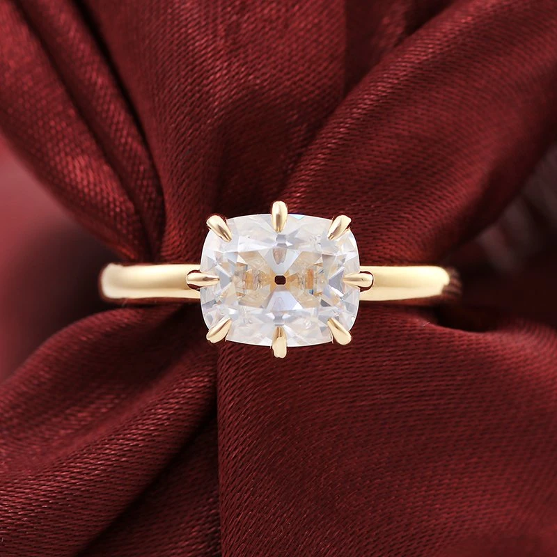 Provence Jewelry 10K Yellow Gold Rings High quality/High cost performance Cushion Cut Moissanite Ring 8 Claw Setting Stone Classic Style Fine Jewelry