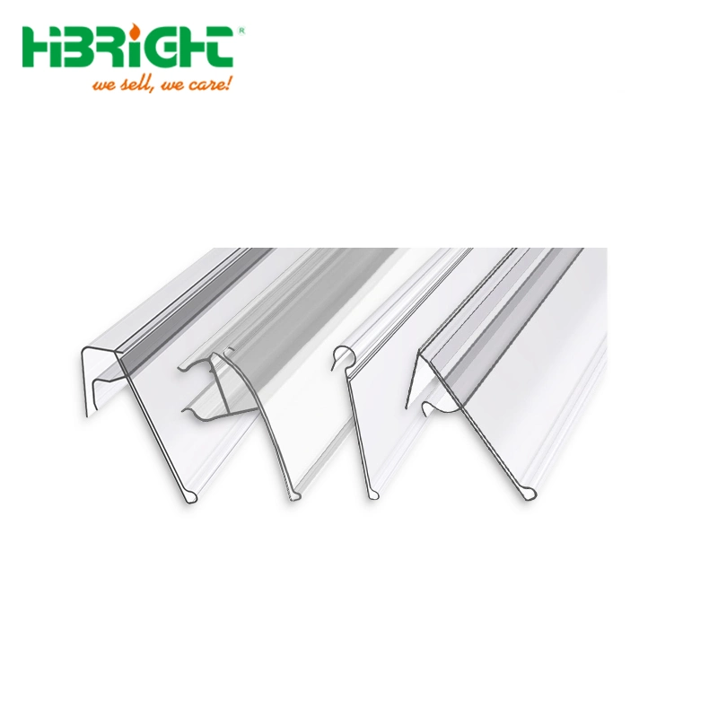 Supermarket Shelf Clear Plastic PVC Price Tag Holder/Plastic Profile Clip for Supermarket Shelf Price Display