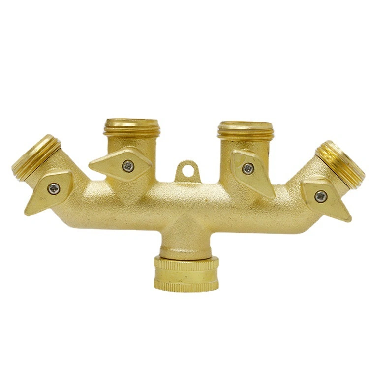 American Garden Full Copper Four-Way Ball Valve Tap Spliter