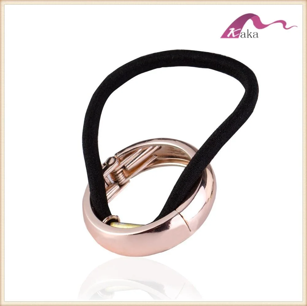 Metal Mirrored Celeb Fashion Chic Style Round Hoop Cuff Wrap Girls' Ponytail Band