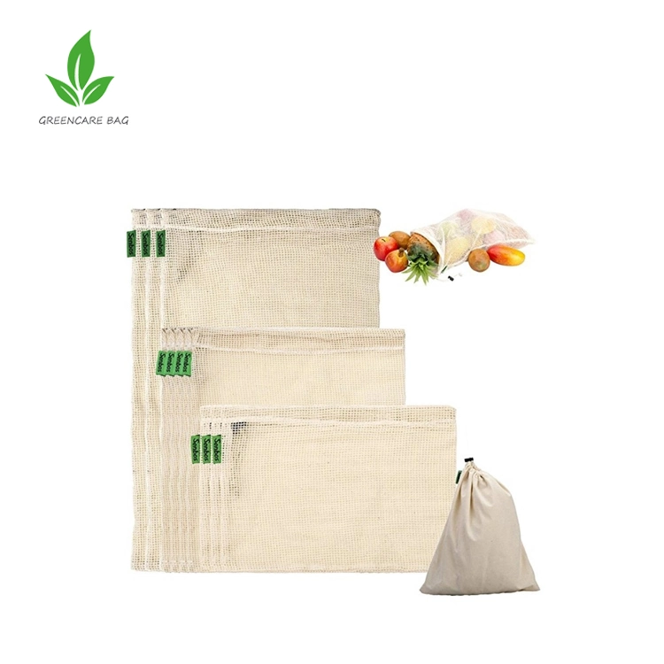 Reusable Eco Friendly Grocery Bag Shopping Net Produce Organic Cotton Mesh Fruit Bag