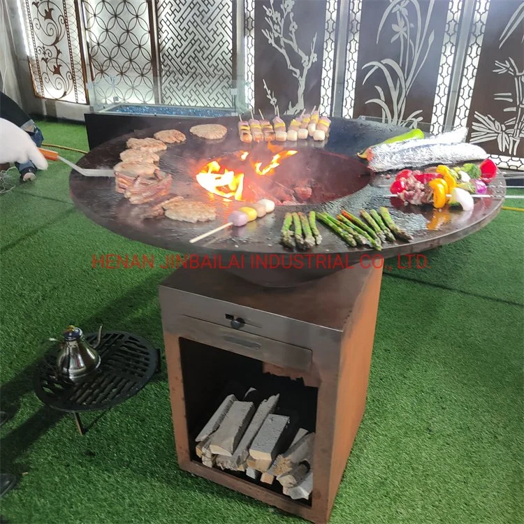 Quintal Grill Charcoal BBQ Família exterior Corten Aço fogo Pit CHURRASCO