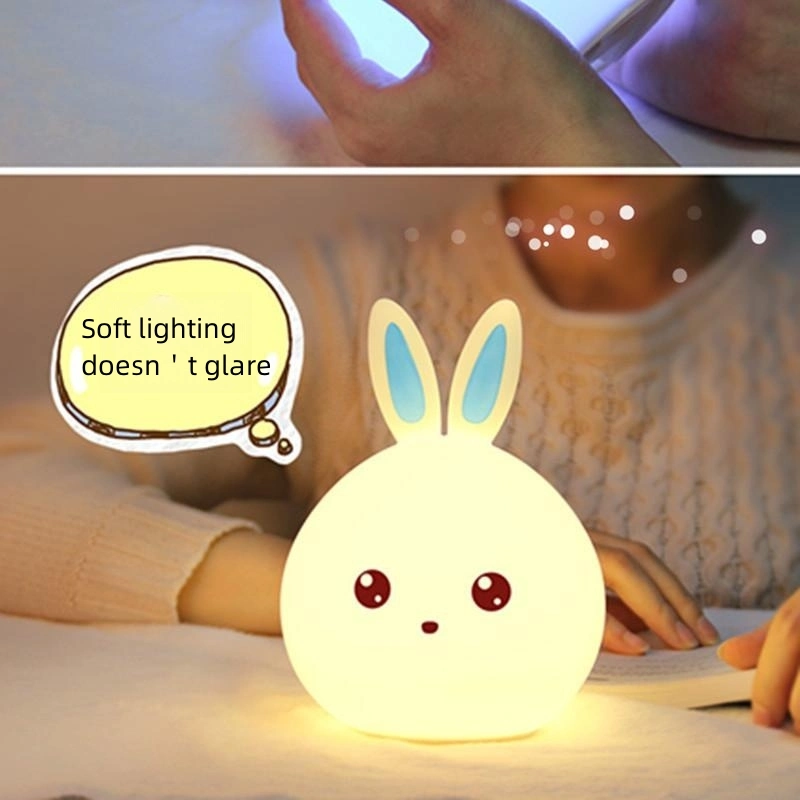 Creative Cartoon Bedside Battery Type Cute Little Rabbit Silicone Night Light