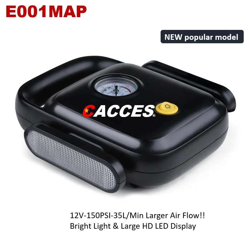 Cacces Air Compressor Tyre Inflator Portable Super Fast 150psi Auto Air Pump Classic Pressure Gauge & Emergency LED Light Car Tyre, Bicycle, Ball, Air Mattress