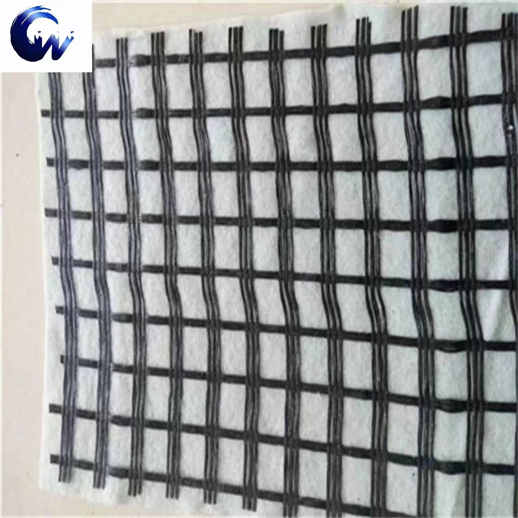 Matériau de construction en polyester tissu géogrille composite avec renforcement de sous-sol en géotextile.