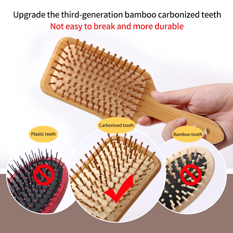 Bamboo Comb Nature Wooden Brush Anti-Static Detangle Hair Massage Comb