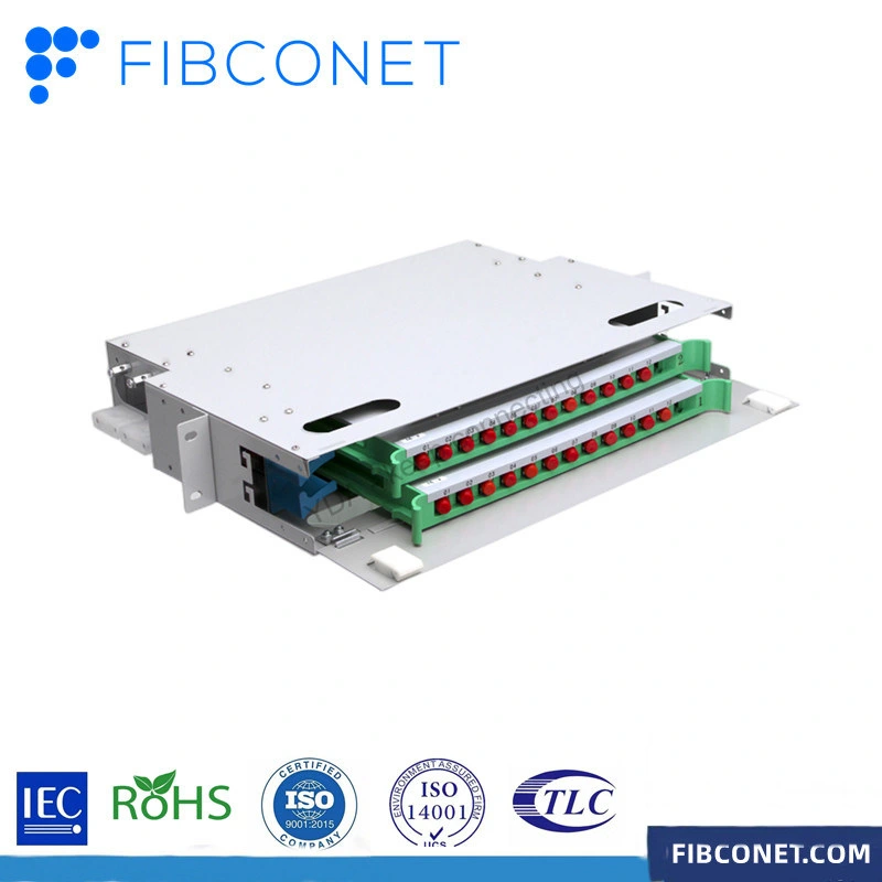 Tiroir de haute qualité de type 12 ports 19′ IDU rack IDF Monter le panneau de raccordement pour fibre optique SC ODF