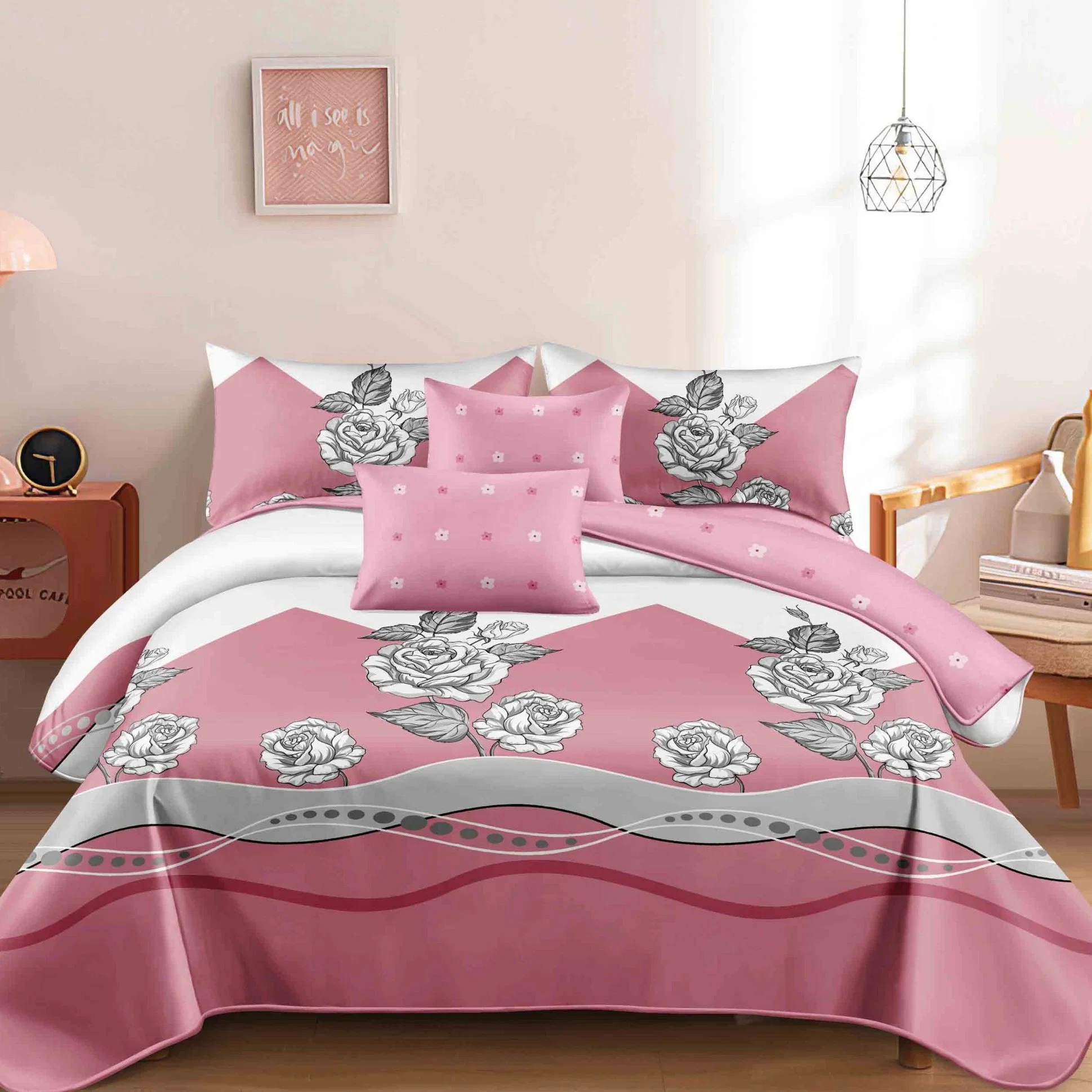 MID Esat Style Printed Bed Comforter with Filling Bedroom Set