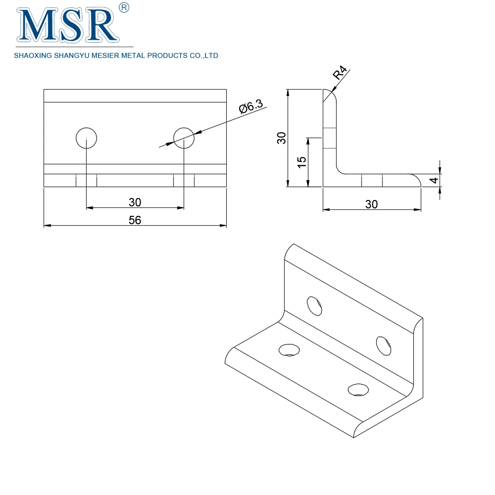 Estante flotante Chinamanufacturer Soporte de esquina de transición estándar de 4 agujeros 3060 Para accesorios de perfil de aluminio