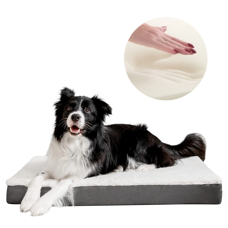 Pet Supplies Products Fluffy Rectangle Memory Foam Mattress Soft Tricolor Plush Luxury Sofa Pet Dog Bed