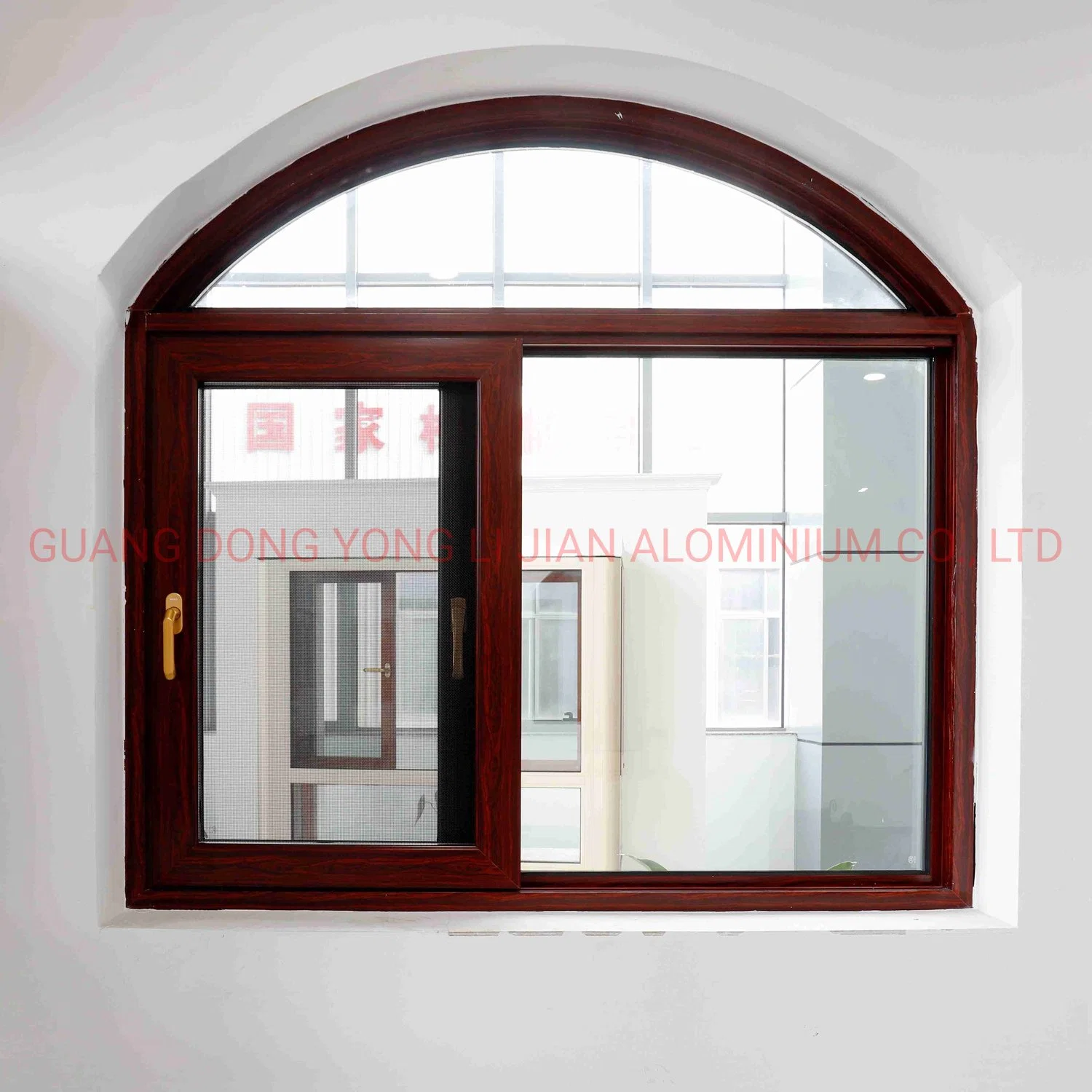 China Aluminum Factory Low E Tempered Thermal Insulation Glass Sliding/ Casement/ Opening Aluminium Window with Wood Grain Color