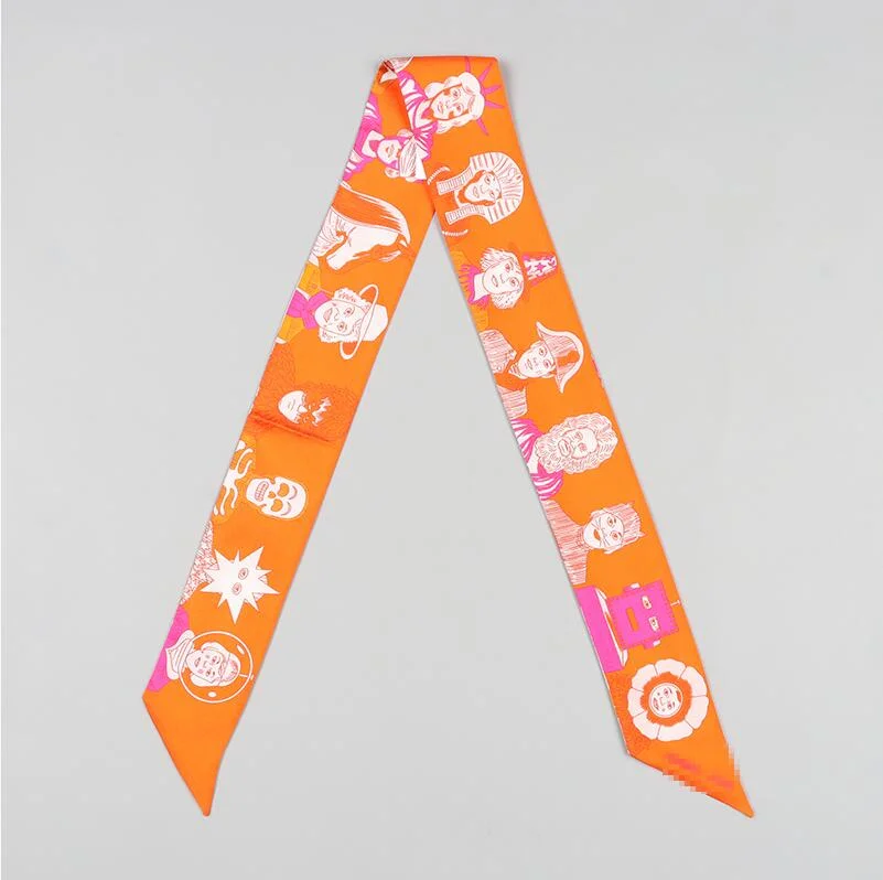 Digital Printing Silk Skinny Scarf Hair Accessories