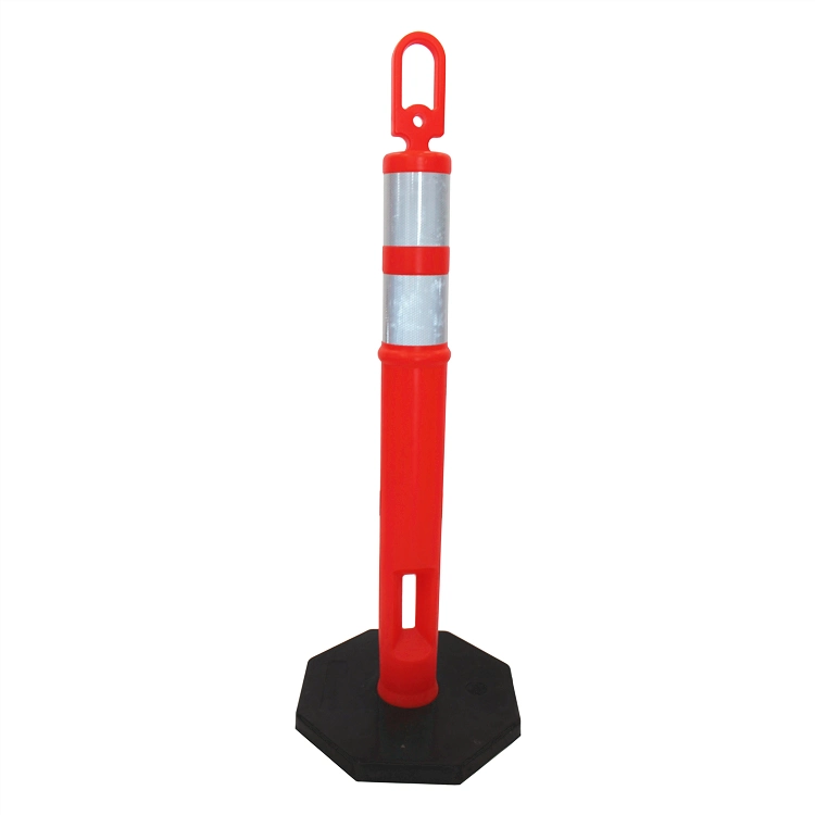 Crowd Control Warehouse Orange 45inch Delineator Post 3inch Reflective Collars 10lb Rubber Base