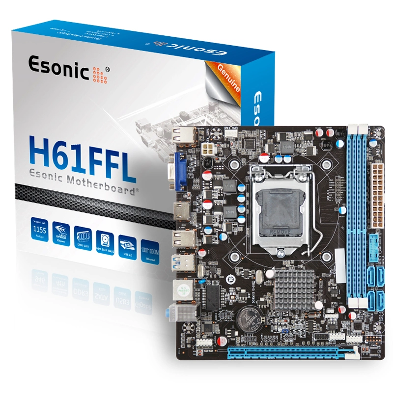 Placa-mãe Esonic H61 com suporte para processadores de 2ª/3ª geração LGA1155, placa-mãe principal.