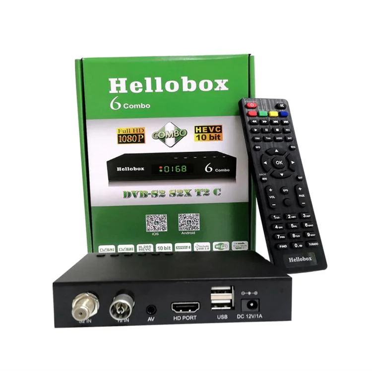 Hellobox 6 Combo Set Top Box H. 265 DVB-S2 DVB-T2/C Auto Biss Auto Powervu Cline Scam+ Satellite Receiver Set Top Box