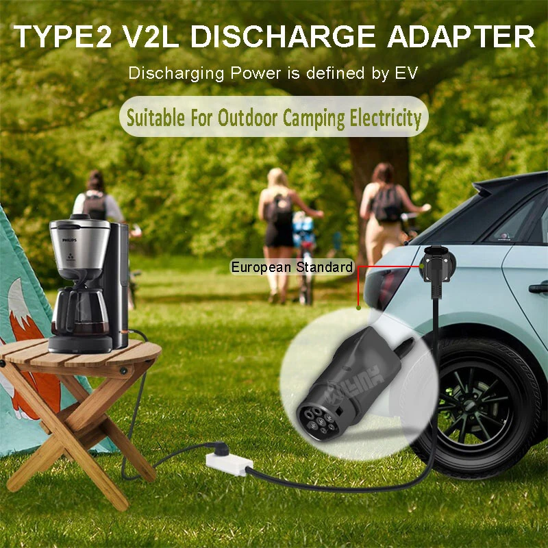 adaptateur v2l de type 2 de chargeur de connecteur de décharge ev 3 kw-5 kw