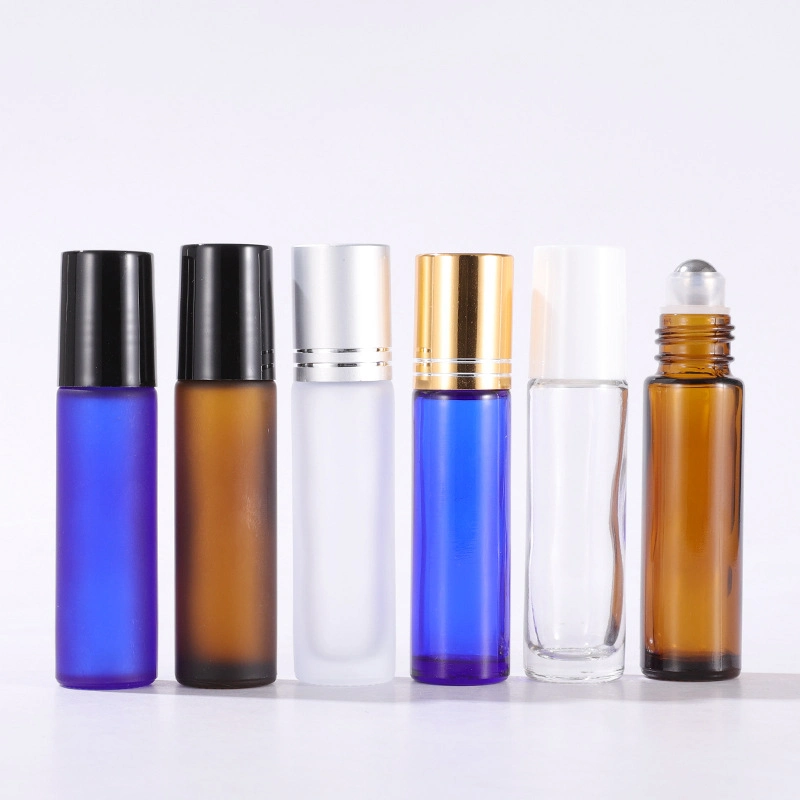 10ml Wholesale/Supplier Transparent Amber Blue Glass Perfume Bottle Essential Oil Roll on Bottle