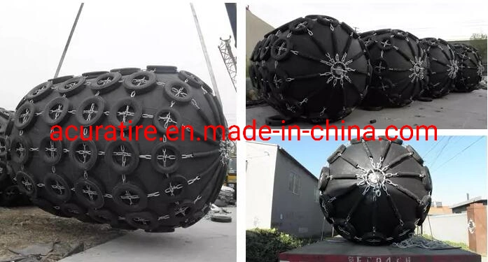 Pneumatic Rubber Marine Fender with Galvanized Chain and Tire Made in China