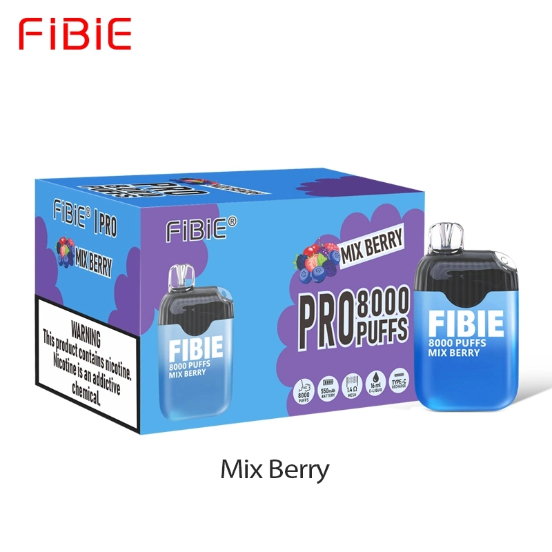 Fibie 8000 Puffs Disposable/Chargeable Pod dispositivo 16ml/550mAh VAPE desechable Cigarrillo