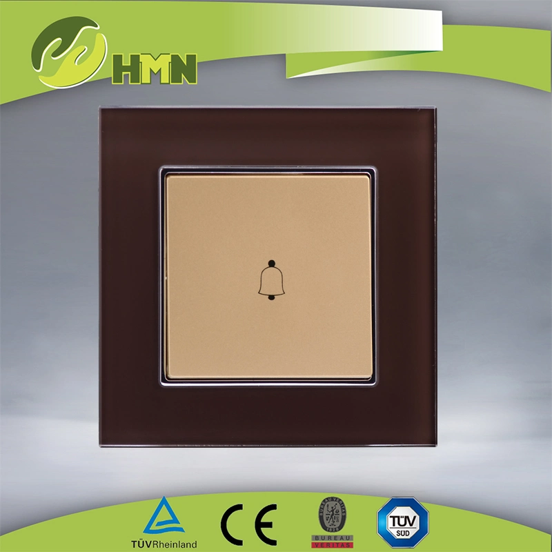 TUV CE CB European standard certified toughened glass 1gang BLACK bell push switch