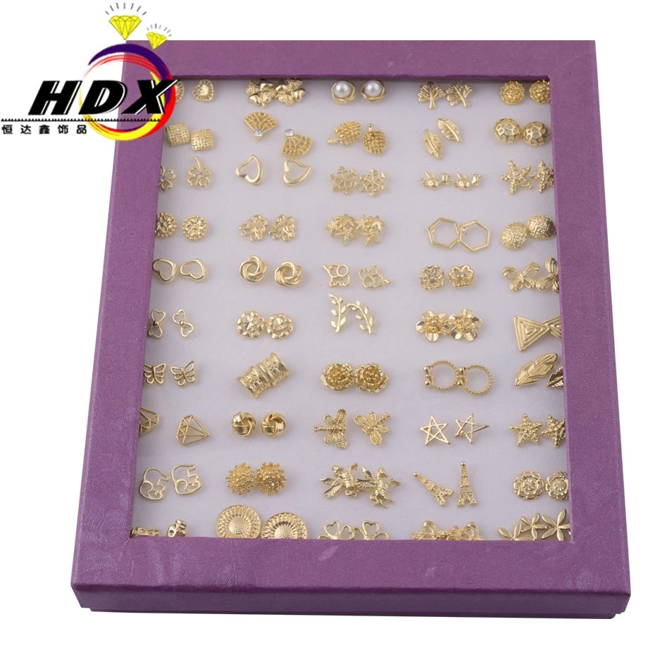 Brass Hardware Earrings 50 Pairs of Boxed Multi-Style Gold Plated Earrings